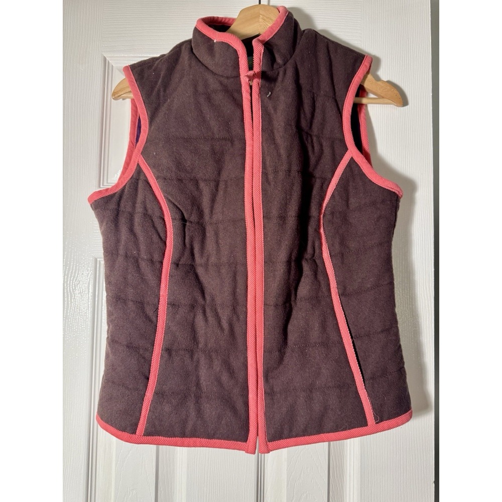 Boden Wool Vest Sz 4 Quilted Full Zip Chocolate Brown Farm Cottage Transitional